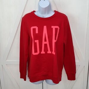 Gap Red Graphic Sweatshirt With Pink Logo Across The Front Size Small